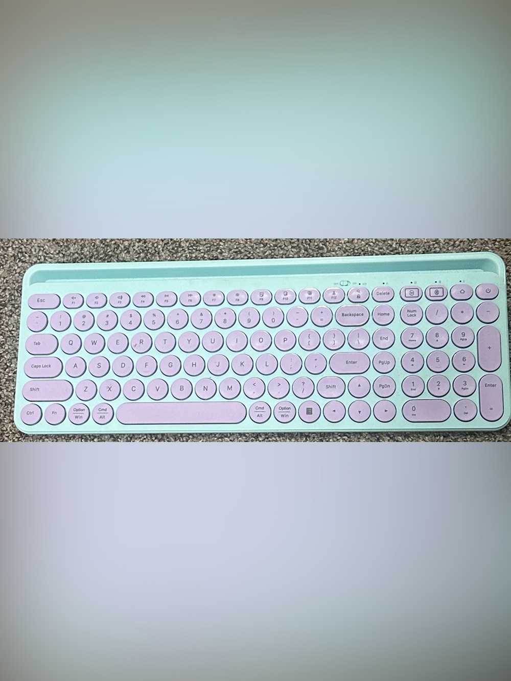 Mint and Lavender Round-Key Wireless Keyboard